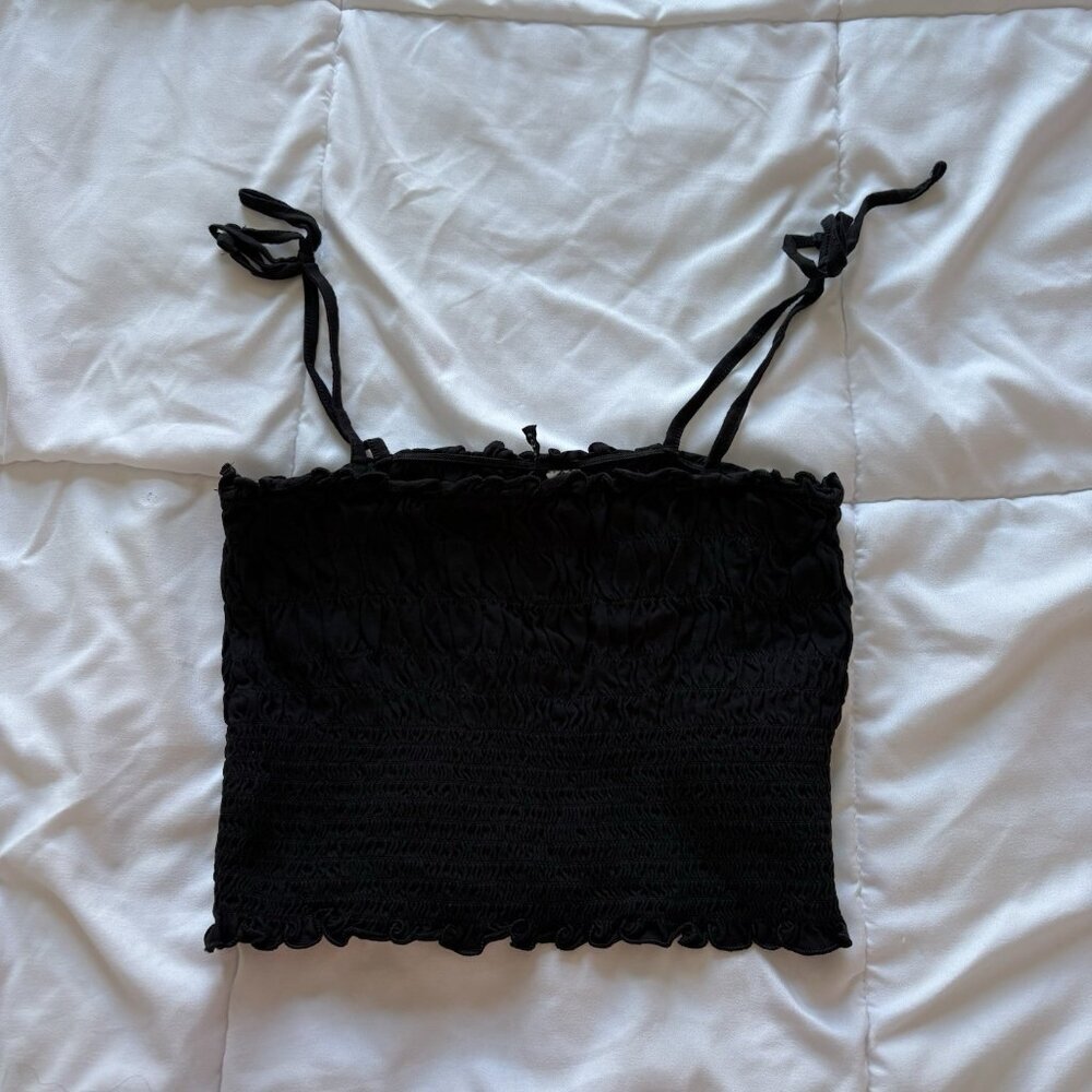 H&M‎ Divided Womens Size Small Scrunched Casual Black Tank Crop Top Summer Beach